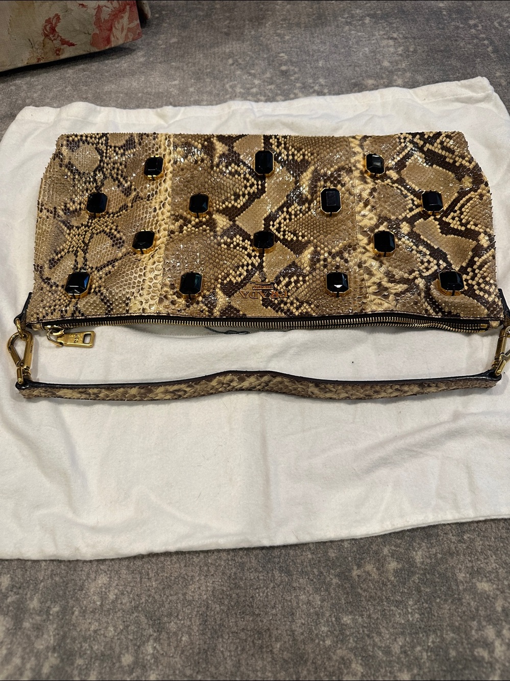 PRADA PITONE PIETRE JEWELED SNAKESKIN BAG - Picture 12 of 15